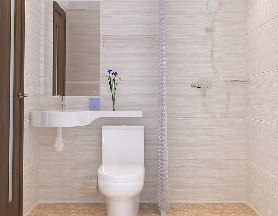 Bilik Mandi Modular Hotel dengan Pembinaan Panel Gentian Resin PEC Penuh