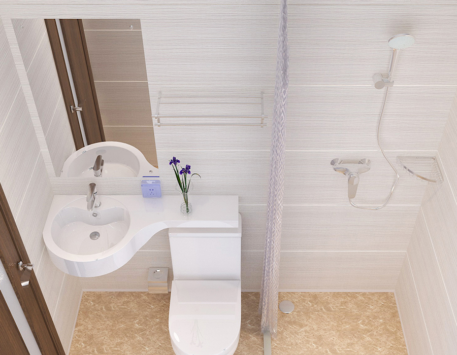 Bilik Mandi Modular Hotel dengan Pembinaan Panel Gentian Resin PEC Penuh