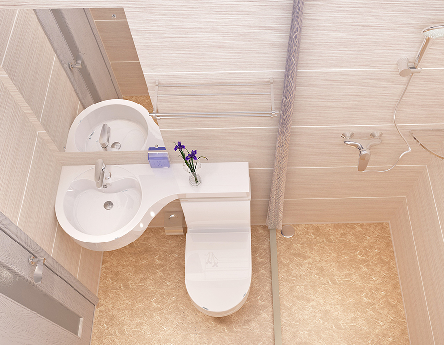 Bilik Mandi Modular Hotel dengan Pembinaan Panel Gentian Resin PEC Penuh