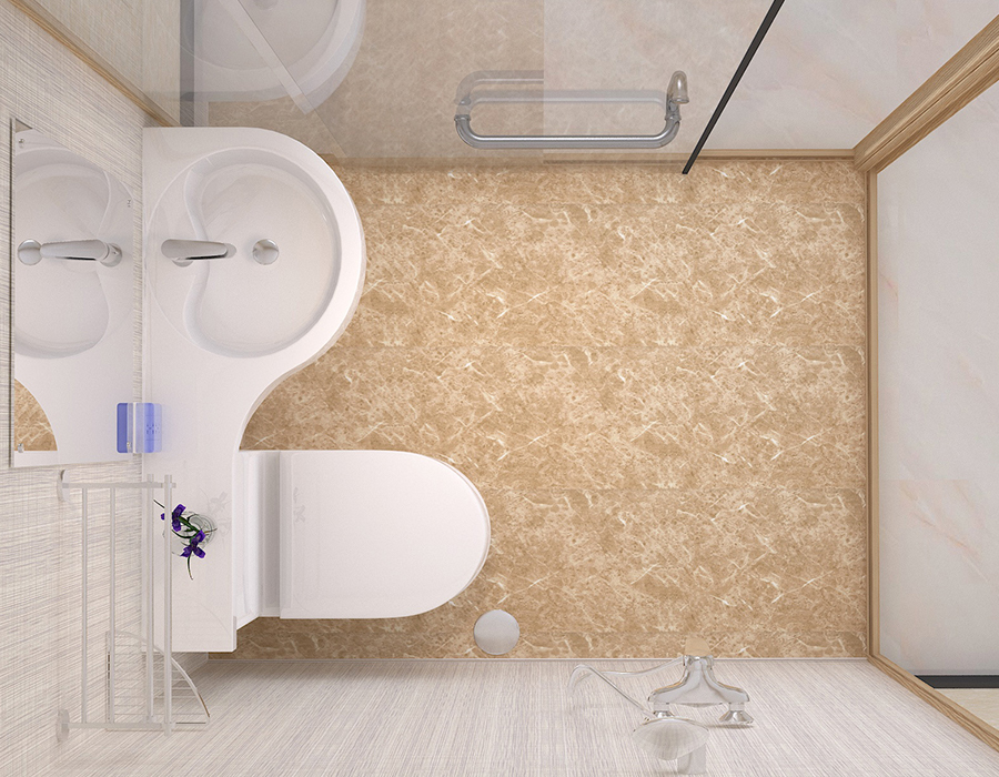 Bilik Mandi Modular Hotel dengan Panel Dinding Dalaman Gentian Resin PEC dan Dinding Luar Kaca